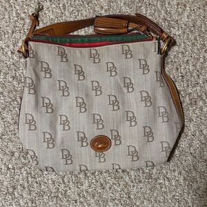 Dooney & Bourke Monogrammed Tan and Brown Shoulder Bag